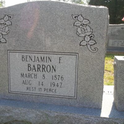 Benjamin F Barron, March 8 1876 to August 14 1942, Ramah Cemetery Natchitoches Parish